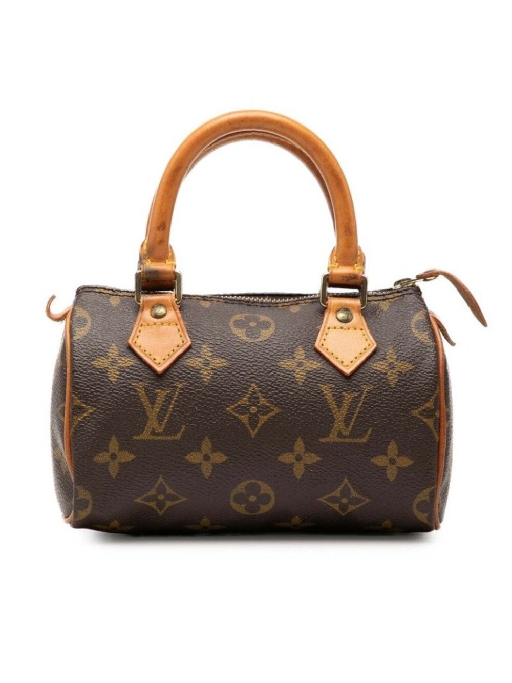 Louis Vuitton Monogram Mini Speedy Handbag Brown Leather